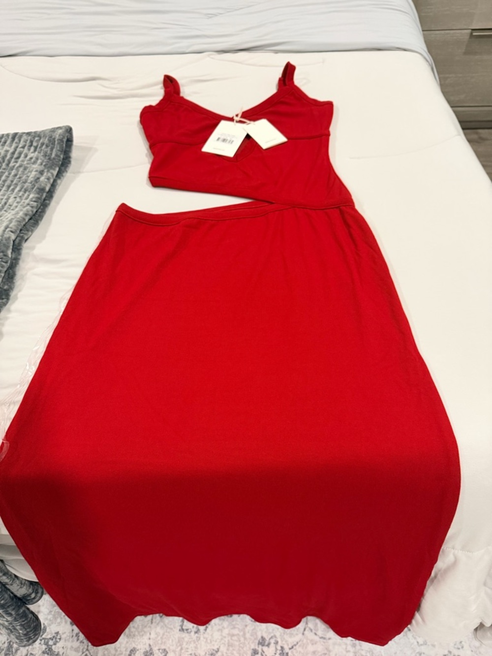 Peppermayo Red Midi Cutout Dress